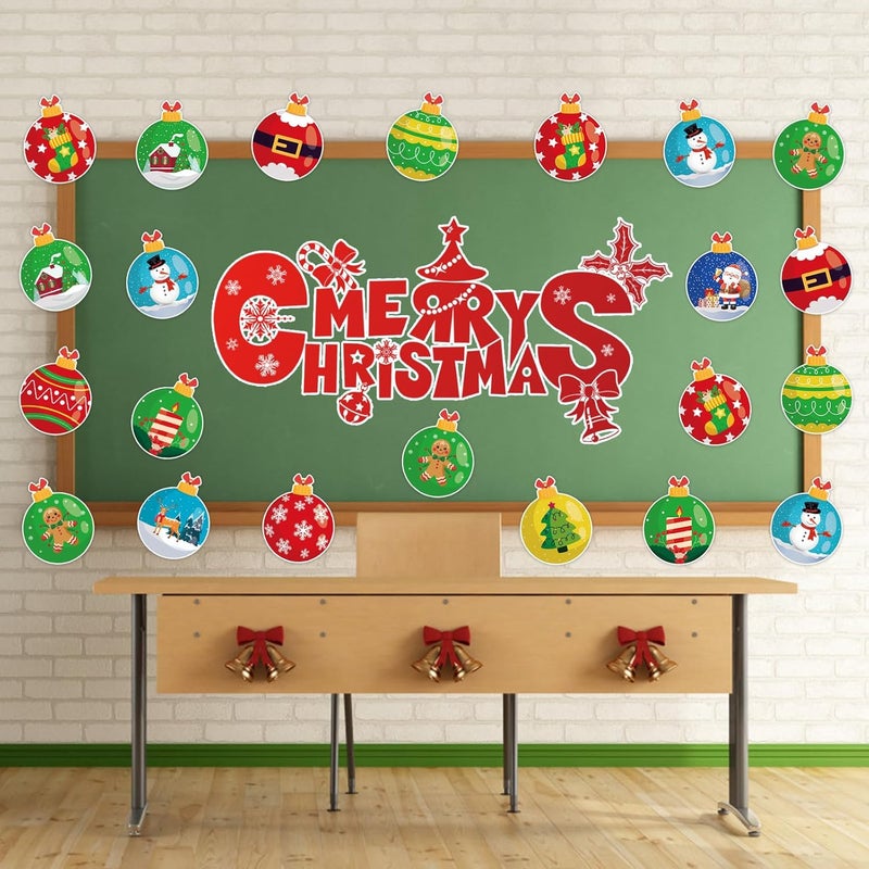 Machomby 48 Pcs Christmas Ball Cutouts, Cute Xmas Cutouts Balls Paper Cut-Outs Bulletin Board Decorations for Winter Xmas Home Office School Classroom Party Decor - Image 4